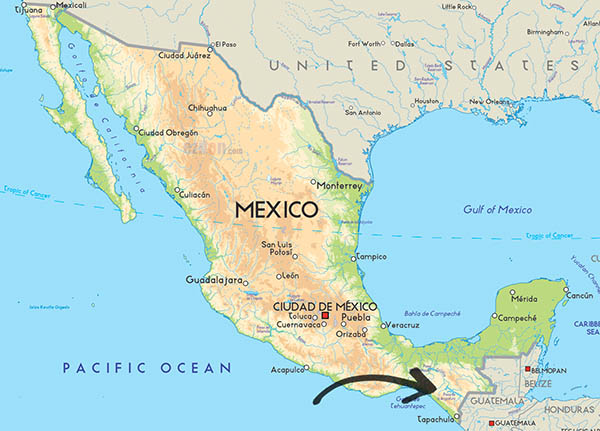 Kaffebönor från Mexico karta